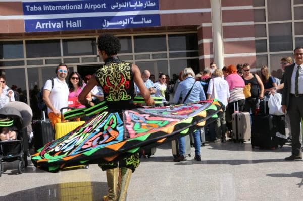 بالصور.. مطار طابا يستقبل أولى رحلات الطيران البولندية بعد توقف 4 سنوات