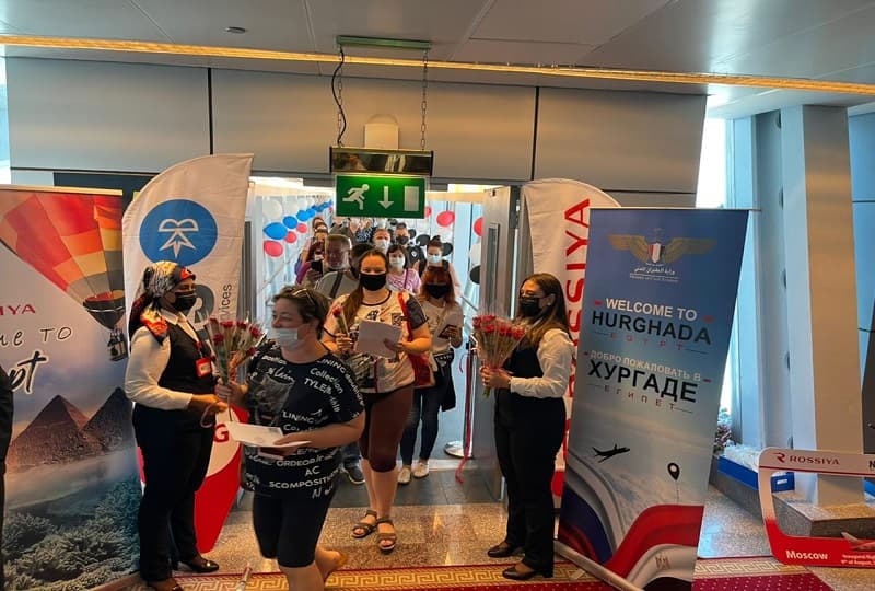 مطار الغردقة يستقبل أولى رحلات Rossiya Airlines من موسكو وعلى متنها 518 سائحا