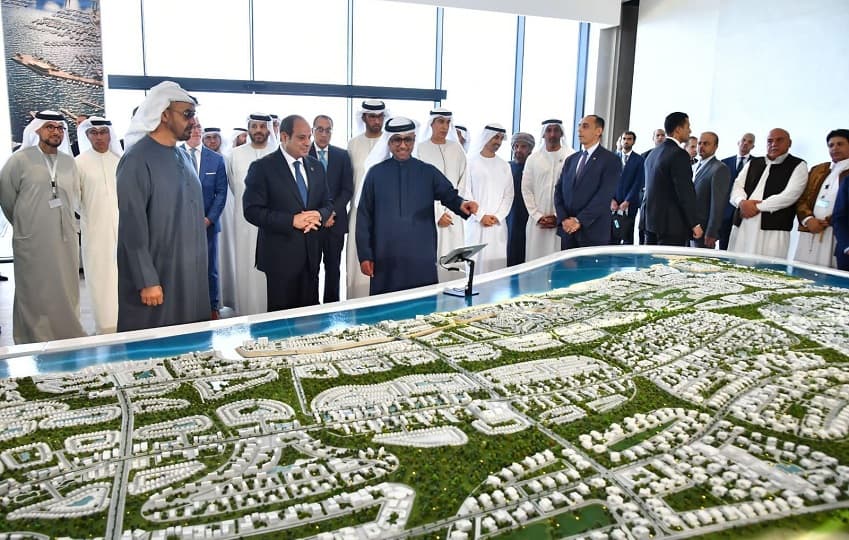 السيسي ومحمد بن زايد يشهدان إطلاق مشروع رأس الحكمة وتوقيع الشركات المصرية والإماراتية على بدء العمل
