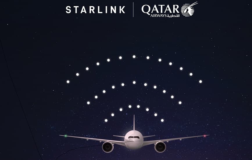 الخطوط القطرية تطلق أول رحلة بخدمة "Starlink" للإنترنت اللاسلكي إلى لندن بطائرة بوينج 777