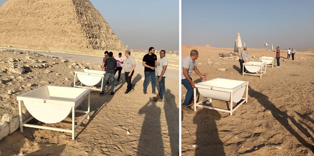 أوراسكوم بيراميدز: تركيب أحواض مياه شرب للدواب بمنطقة الأهرامات الأثرية لتحسين رعايتهم