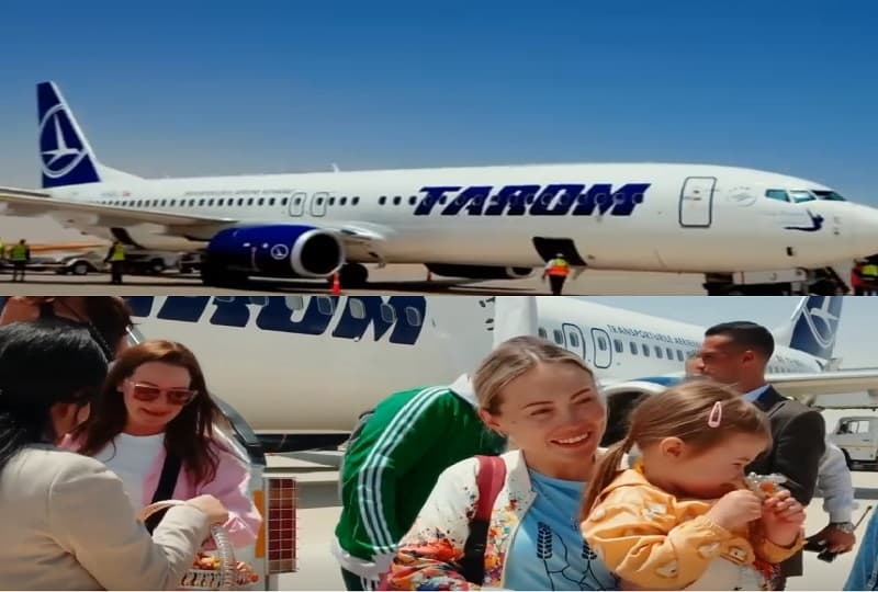 مطار العلمين الدولي يستقبل أولى رحلات TAROM القادمة من رومانيا وعلى متنها 179 سائحا.. بالصور