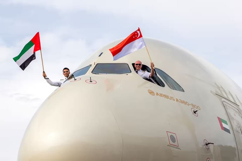 "الاتحاد للطيران" الإماراتية تشغل طائرة إيرباص A380 إلى سنغافورة للمرة الأولى