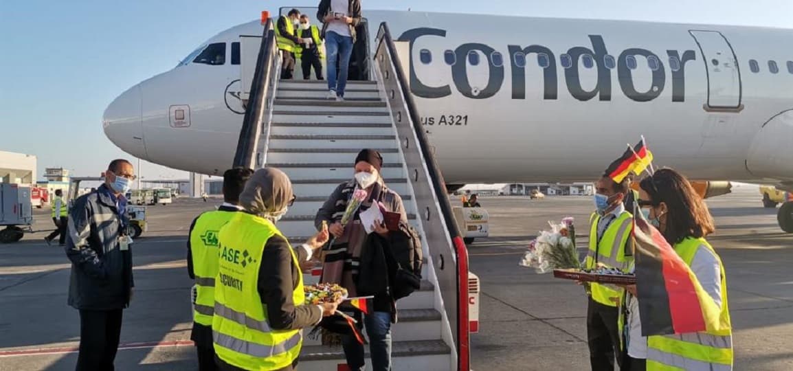مطار الغردقة يستقبل أولى رحلات Condor الألمانية من فرانكفورت وعلى متنها 220 سائحا